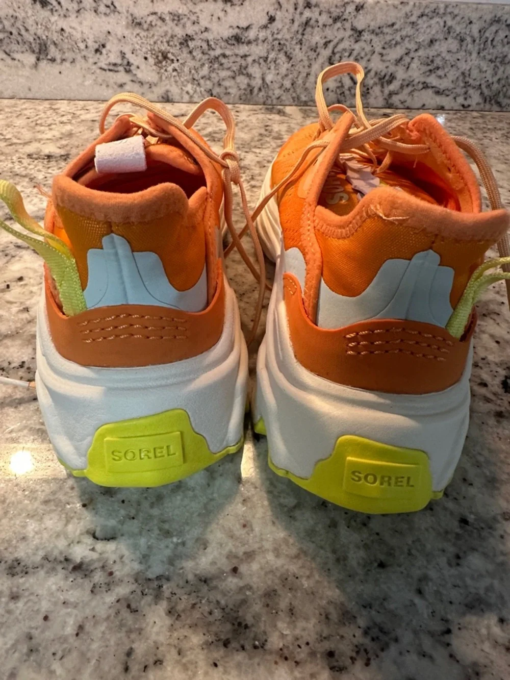 Sorel Orange Mesh Platform Sneakers